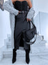 Black imitation leather LONG skirt with insulation T50-24